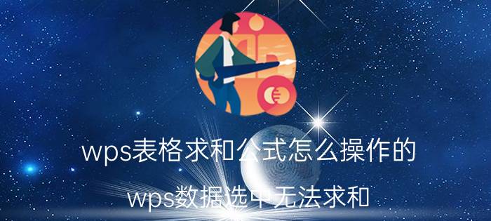 wps表格求和公式怎么操作的 wps数据选中无法求和？